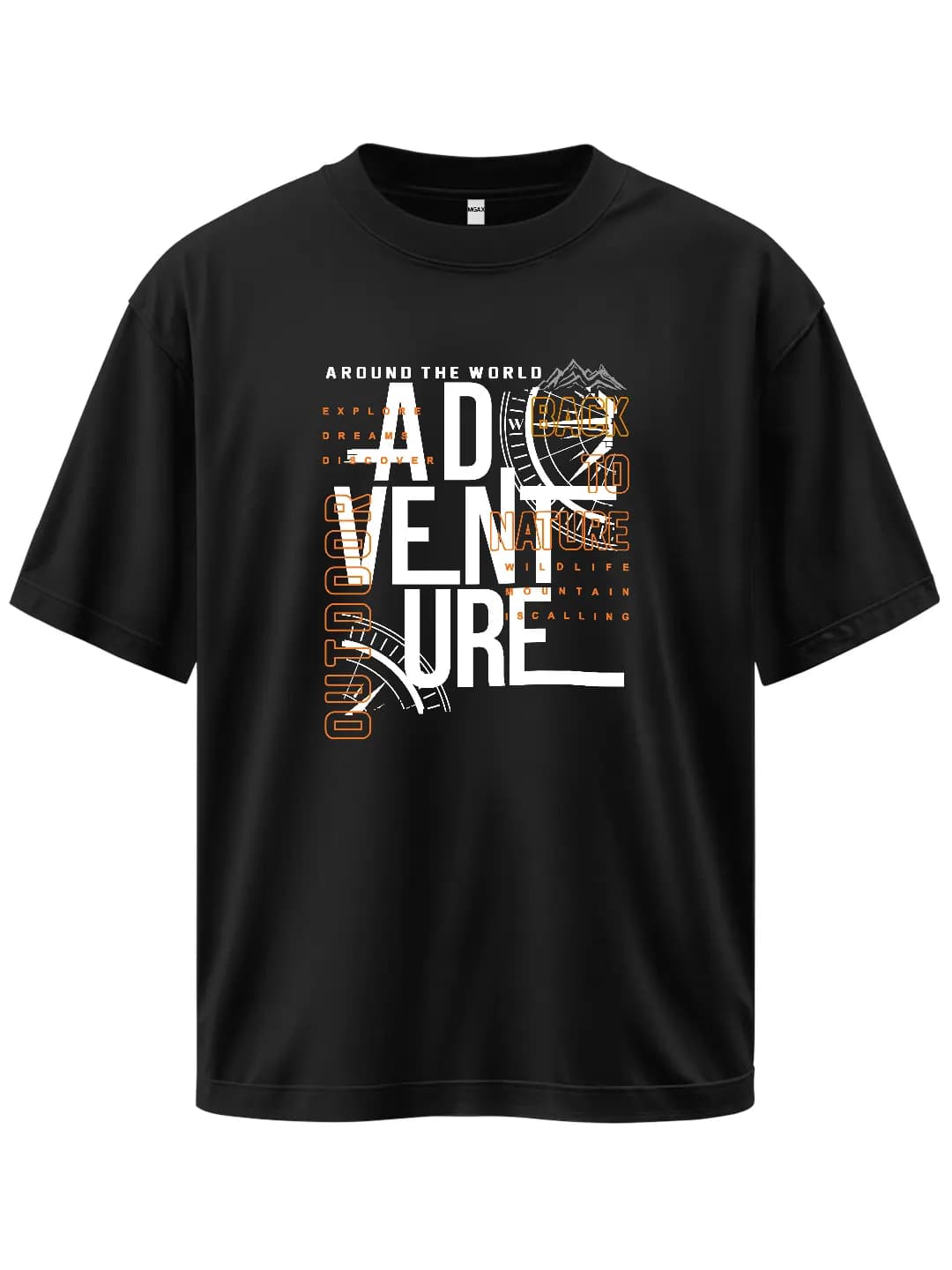 Oversize Adventure Around The World Baskılı Tasarım Tişört 1