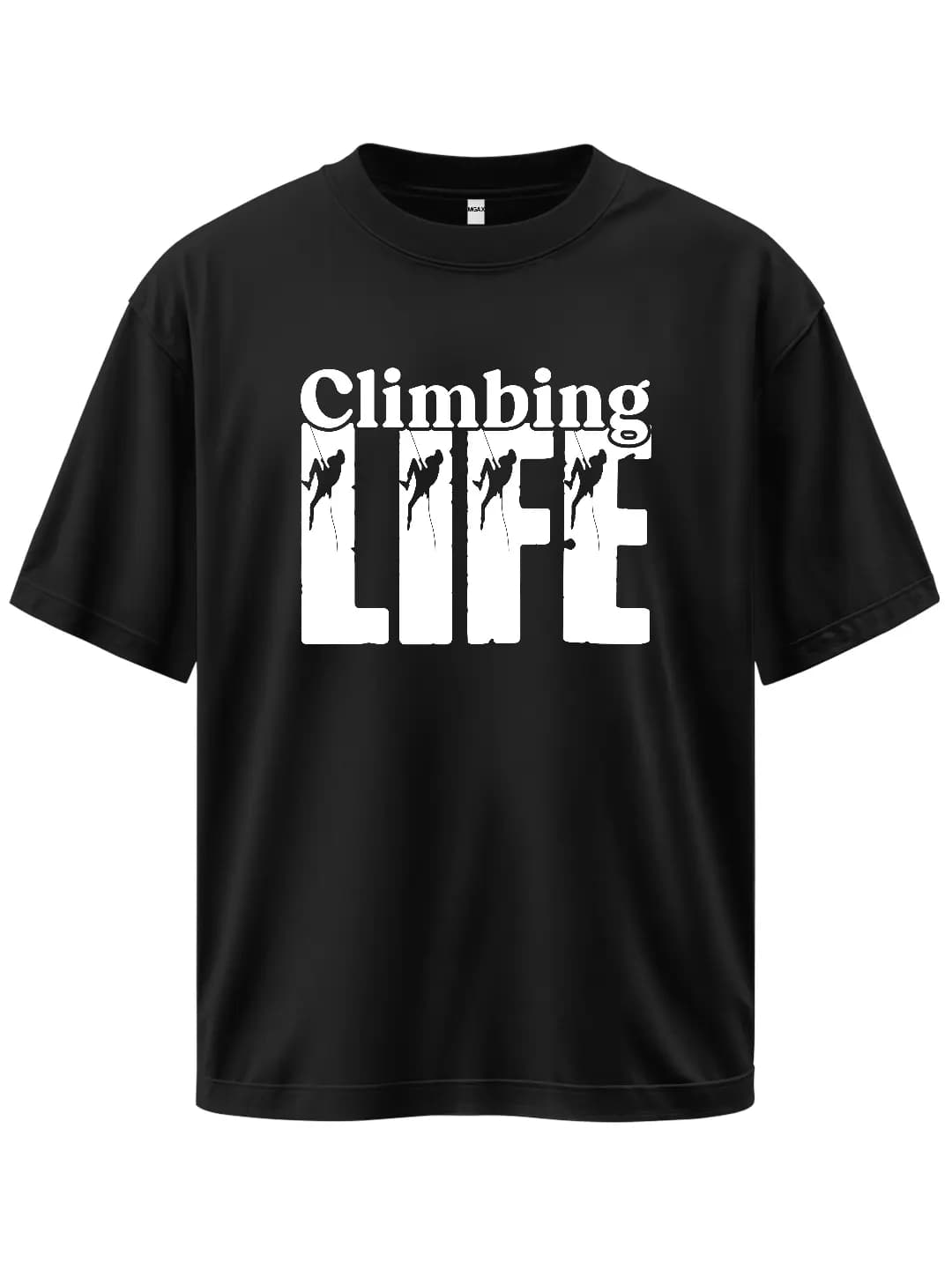 Oversize Climbing Life Baskılı Tasarım Tişört 1