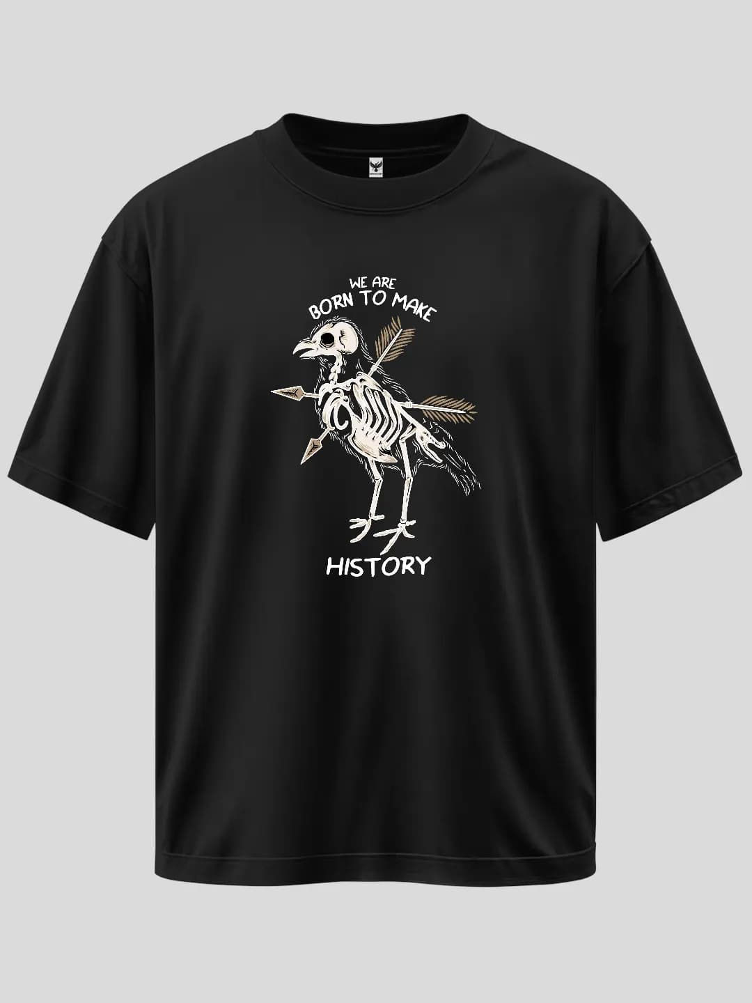 Oversize Bird History Baskılı Tasarım Tişört 1