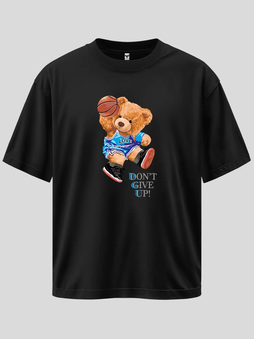Don't Give Up Basketbol Ayısı Baskılı Oversize Tişört 1
