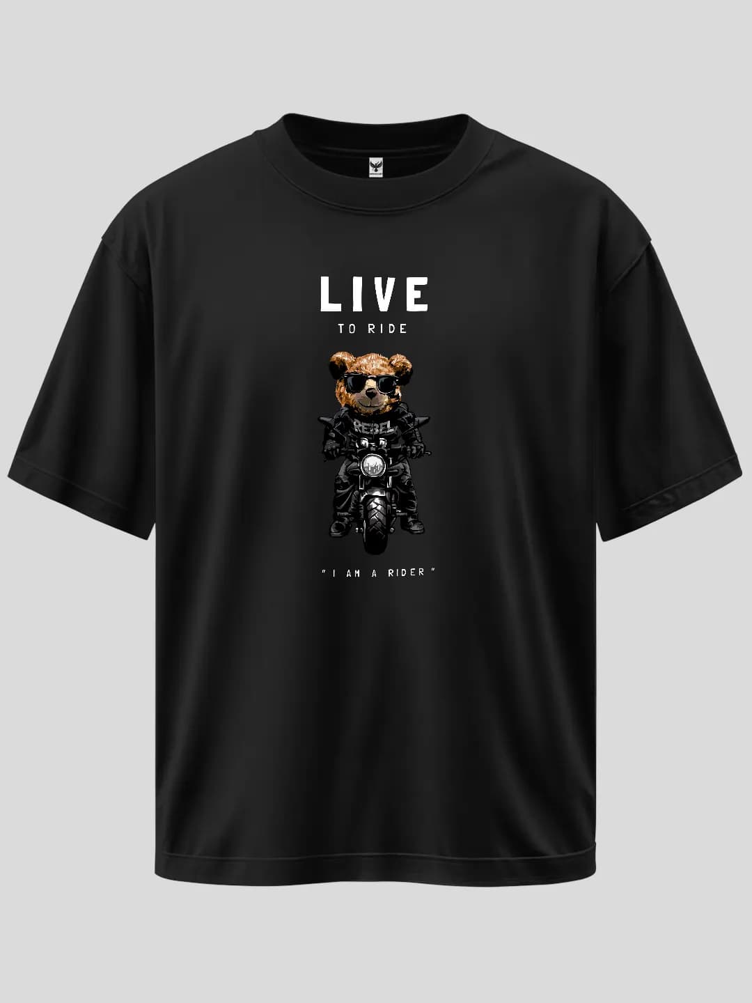Live to Ride Baskılı Oversize Tişört 1