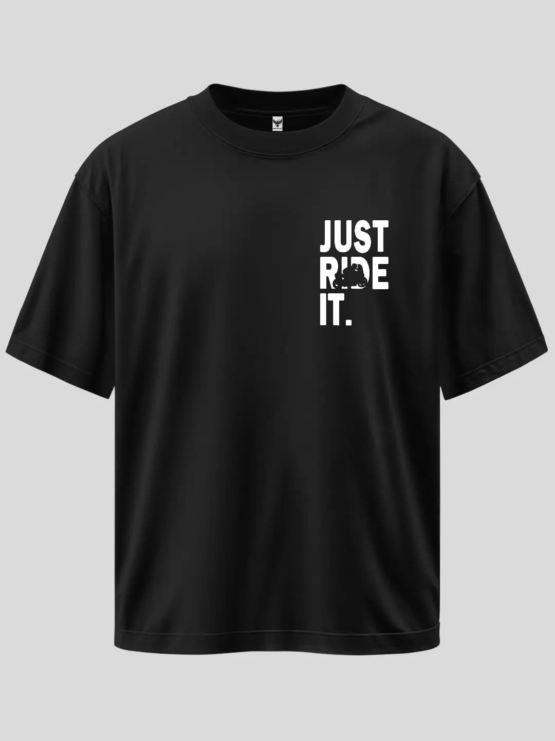 Just Ride It Arma Baskılı Oversize Tişört 1