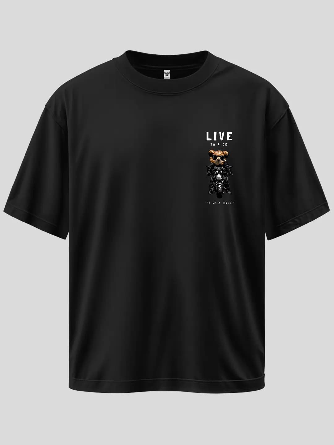 Live to Ride Arma Baskılı Oversize Tişört 1