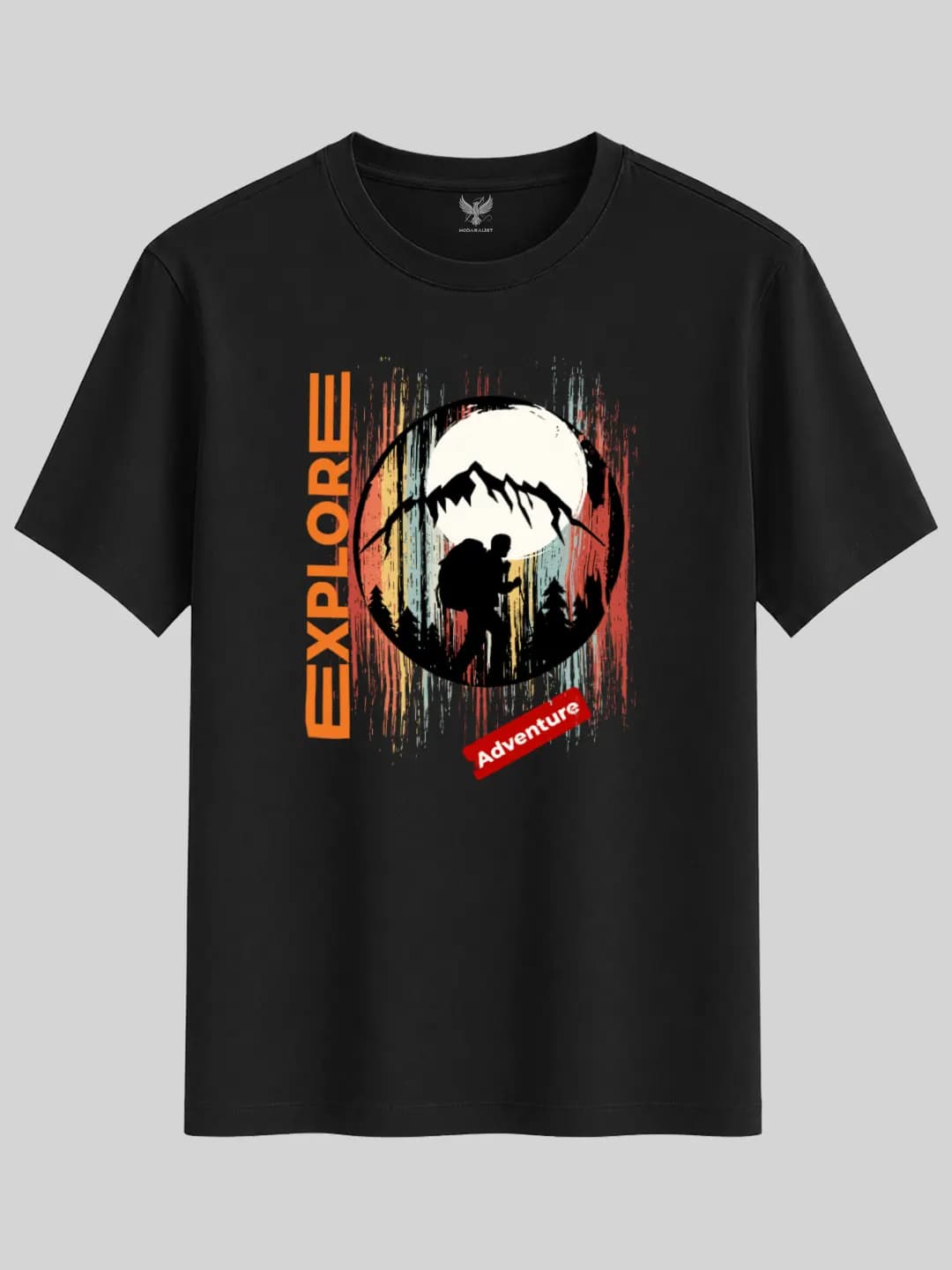 Adventure Explore Retro Gün Batımı Dağcı Baskılı Regular Tişört 1
