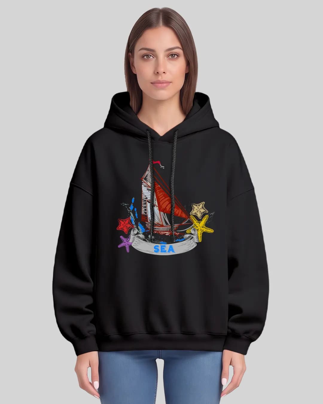 SEA Yelkenli Baskılı Oversize Hoodie 1