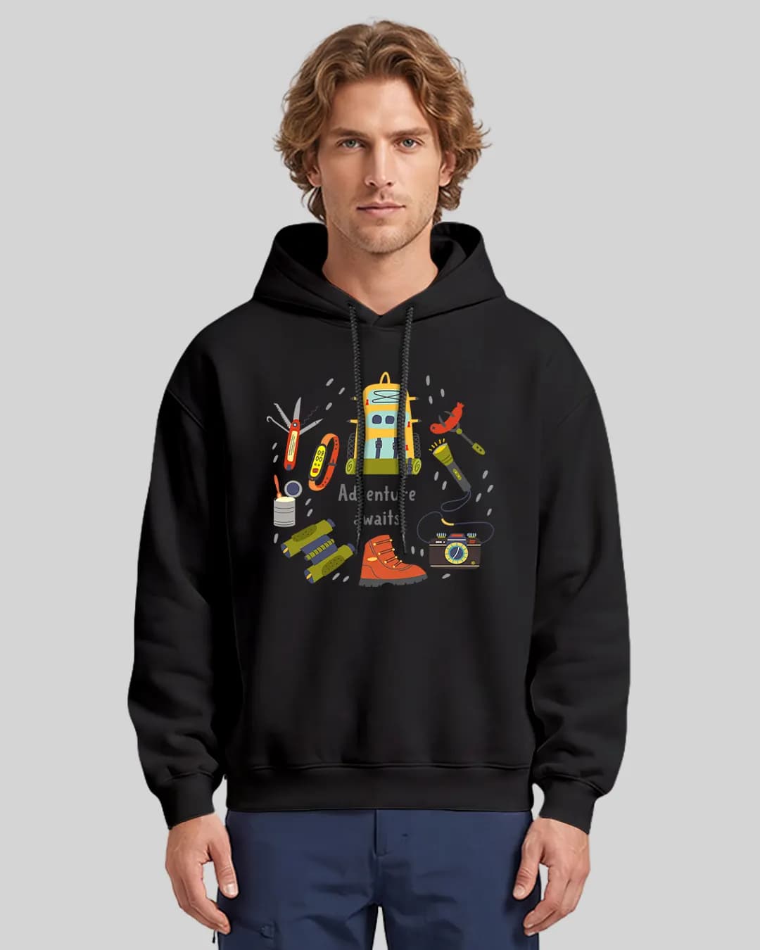 Adventure Waits Tasarımlı Oversize Boxy Fit Hoodie 1