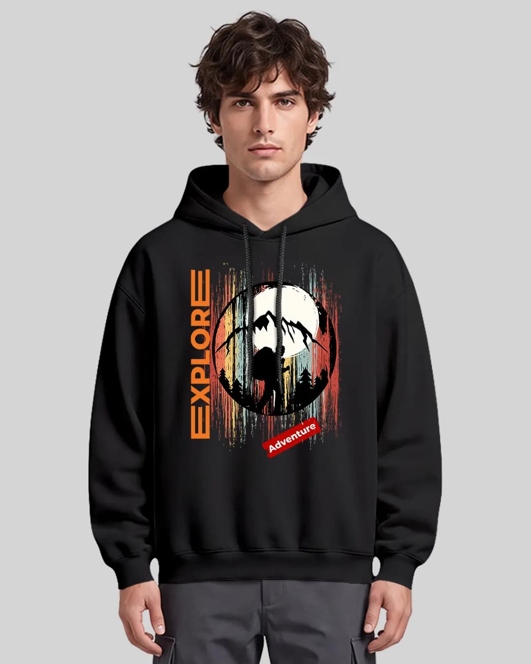 Explore Adventure Tasarımlı Oversize Boxy Fit Hoodie 1