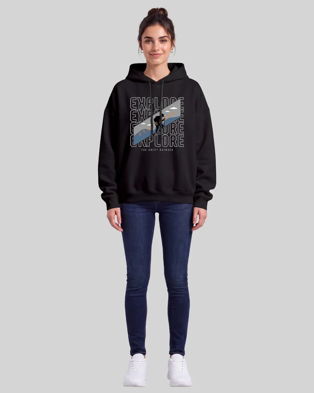 Explore The Great Outdoor Tasarımlı Oversize Boxy Fit Hoodie 1