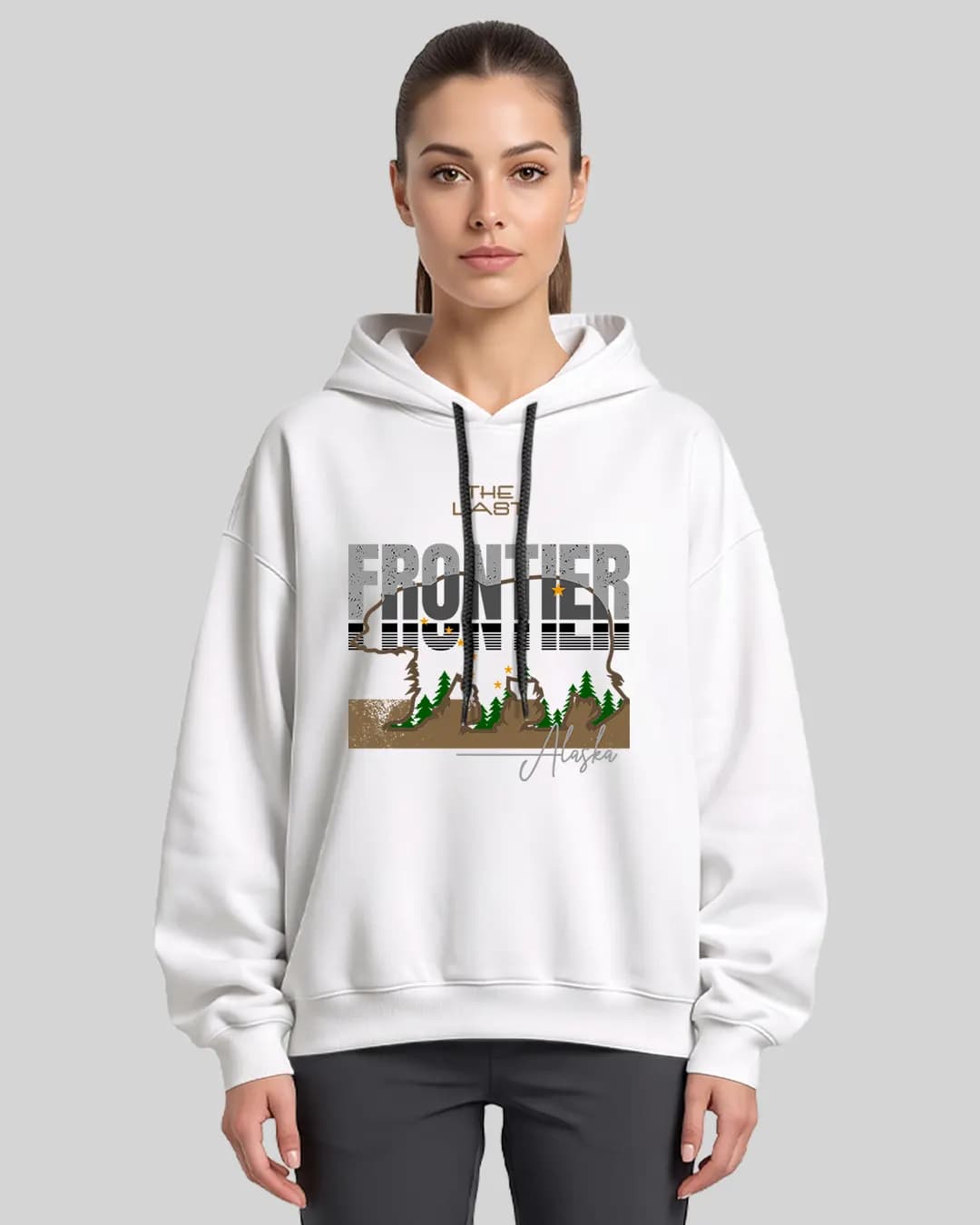 The Last Frontier Alaska Tasarımlı Oversize Boxy Fit Hoodie 1