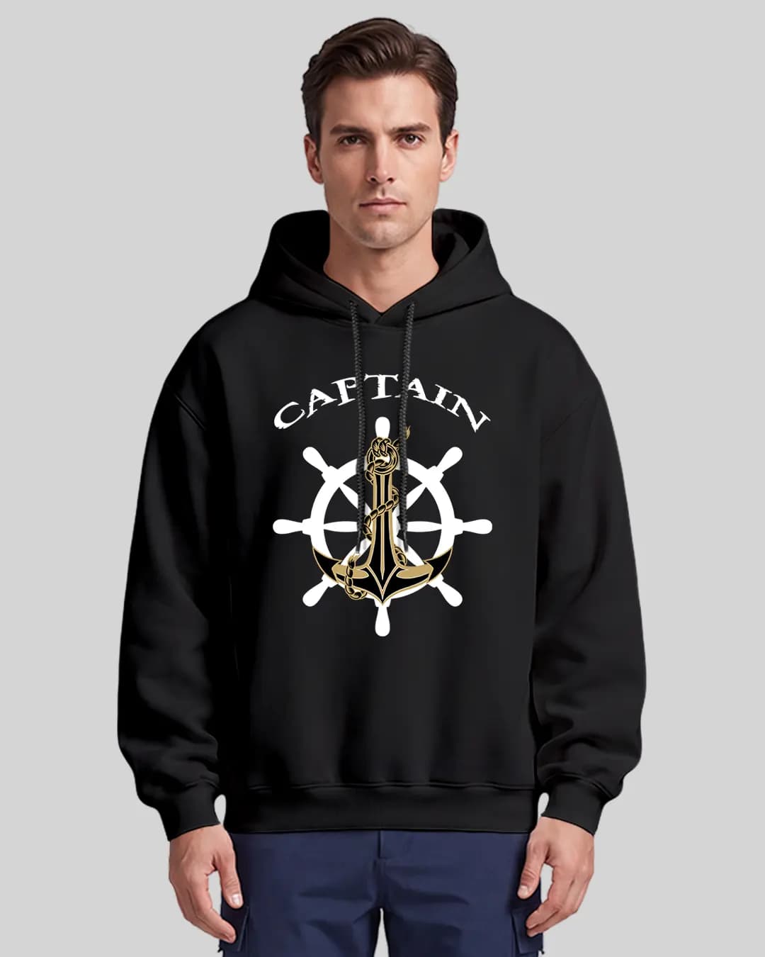 Kaptan Tasarımlı Oversize Boxy Fit Hoodie 1
