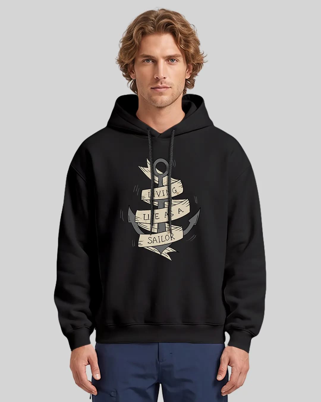 Living Life As A Sailor Tasarımlı Oversize Boxy Fit Hoodie 1