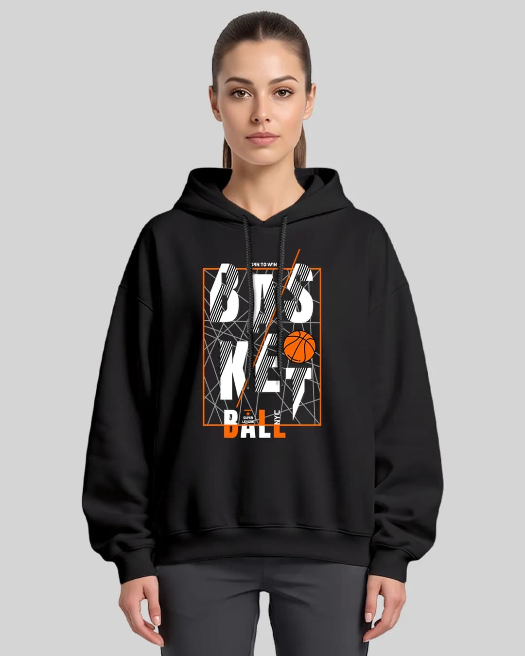 Basketball Born to Win Oversize Boxy Fit Hoodie 1