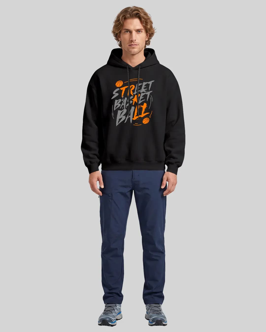 Sokak Basketbolu Tasarımlı Oversize Boxy Fit Hoodie 1