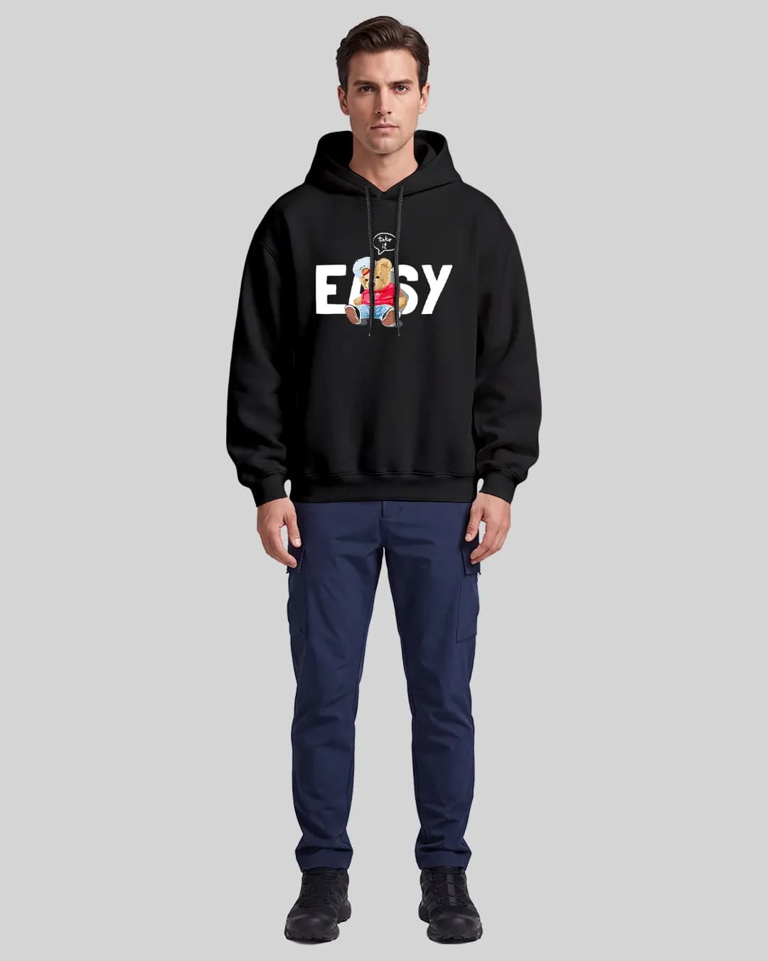 Take It Easy Teddy Bear Oversize Boxy Fit Hoodie 1